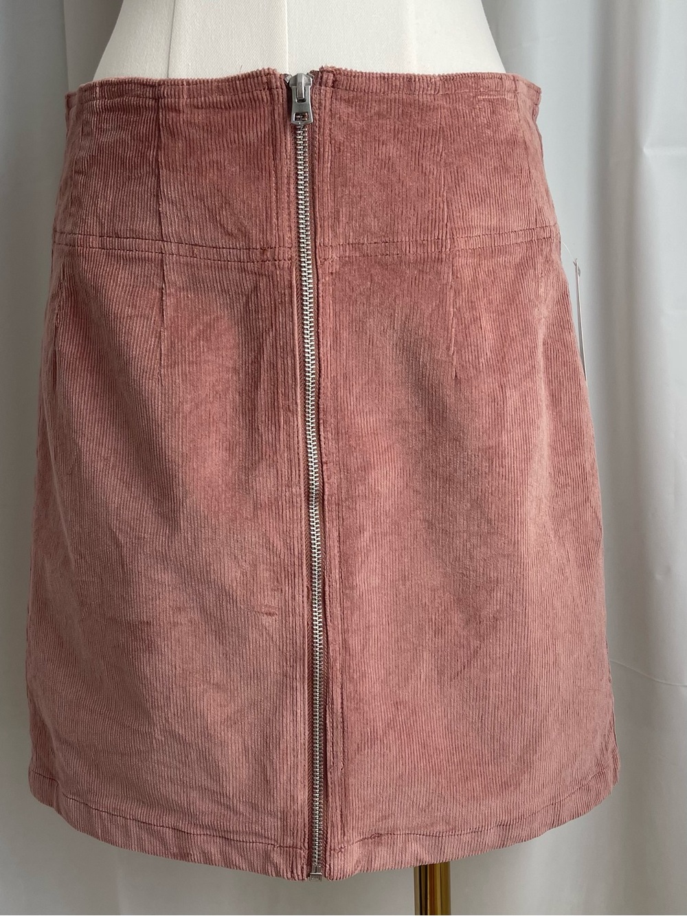 NWT Corduroy Mini Skirt Zip Front Pink Mauve Coquette Romantic Whimsigoth Casual